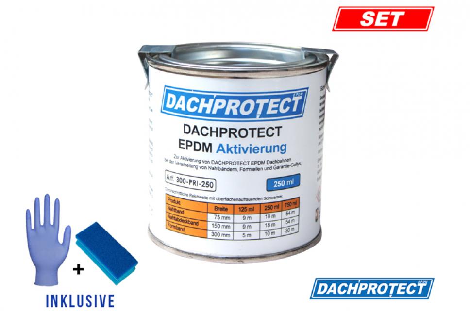 DACHPROTECT EPDM Aktivierung 250 ml inkl. Schwamm & Handschuh für Nahtprodukte (bis 18 m Naht)